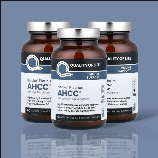3 Pack / Quality of Life AHCC® Platinum – 750mg, 60 Capsules